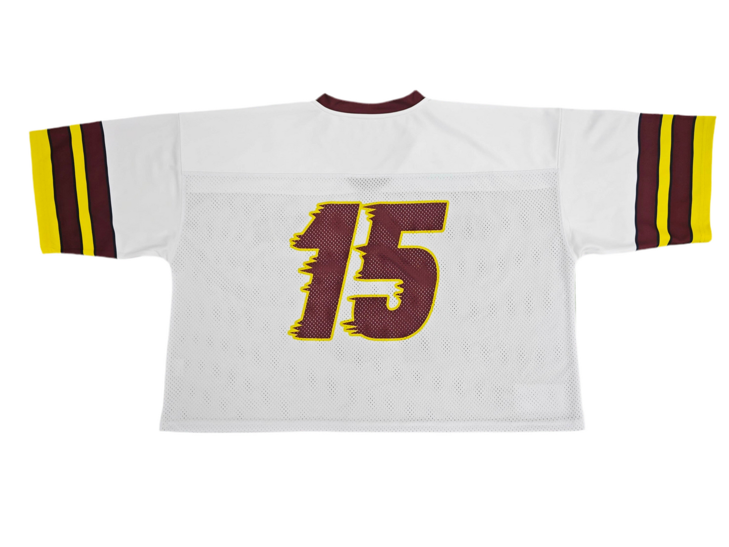 Cropped Mesh Jersey (White/Maroon)