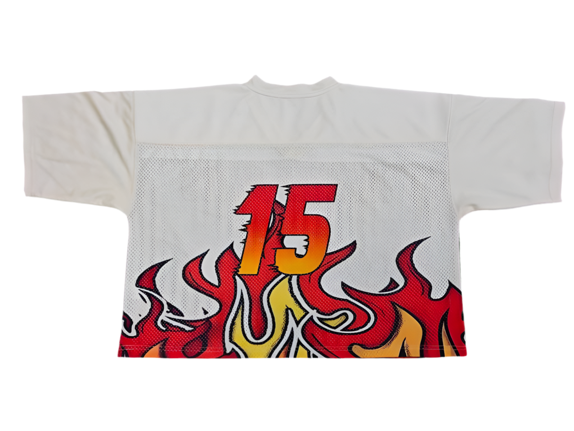 Cropped Mesh Jersey (Cream/ Flames)